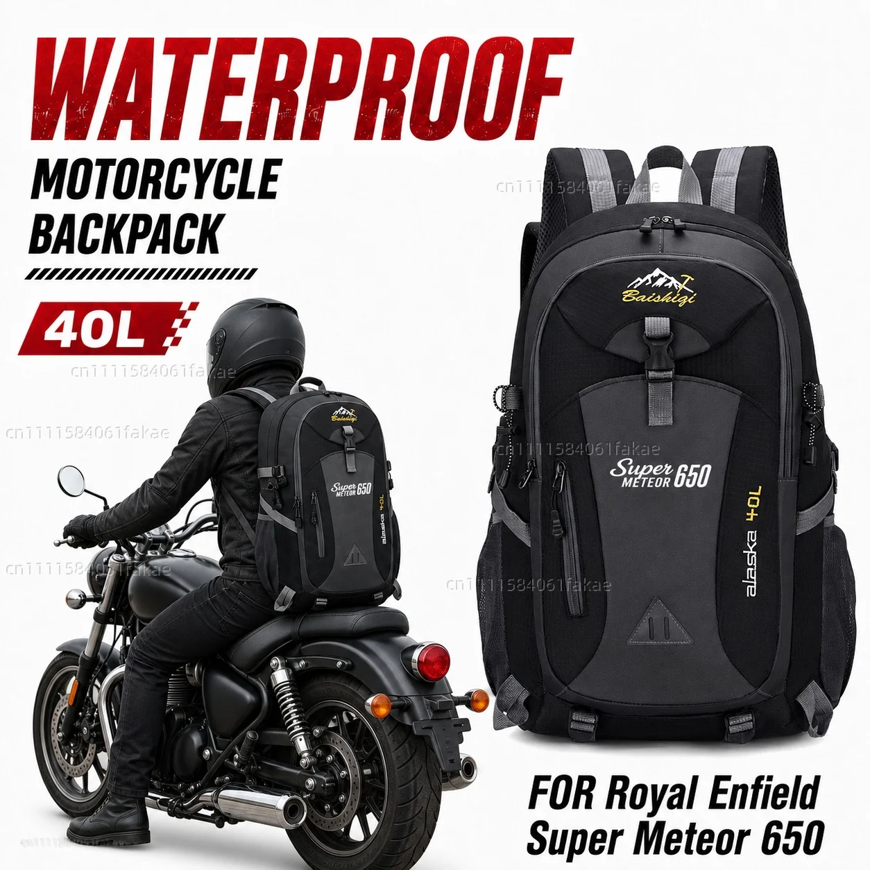 FOR Royal Enfield Super Meteor 650 2023-2026 Motorcycle Backpack 40L Waterproof Travel Backpack Outdoor Hiking Camping Daypack