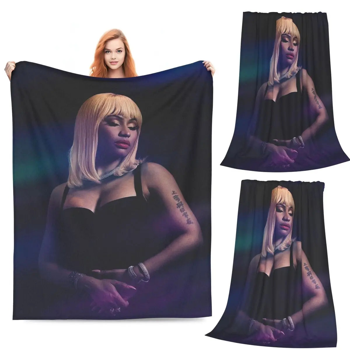 

Nicki Minaj Blanket Fleece Sofa Throw Blanket Lightweight for Home Bedroom Outdoor Throws Bedspread Quilt