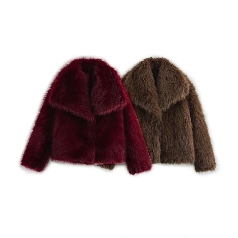 

Fashionable Loose Collar Long Sleeve Artificial Fur Coat Short Jacket ZR Wind Women's Clothing Youth Suitable European Style ...