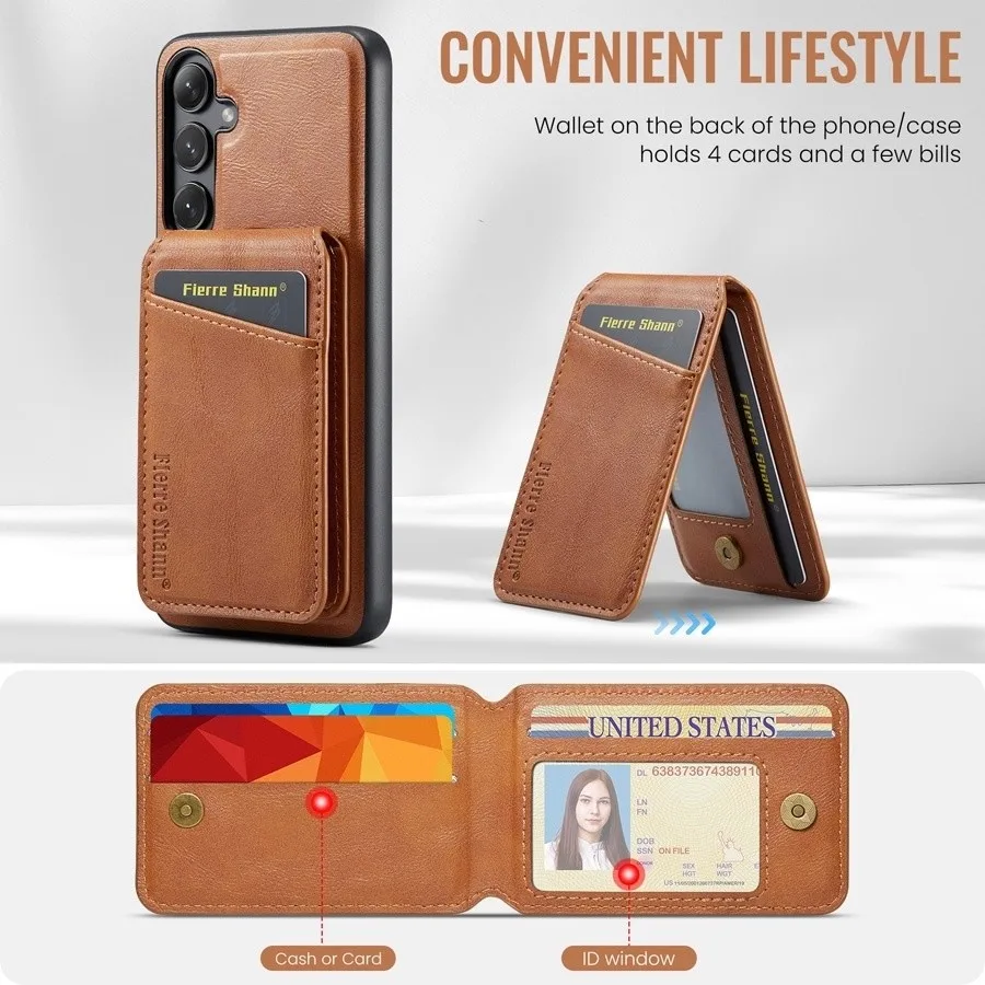 Magnetic Detachable Leather Wallet Phone Stand Case Wireless Charge Cover for Samsung Galaxy S22 Plus S23 FE S24 S25 Ultra