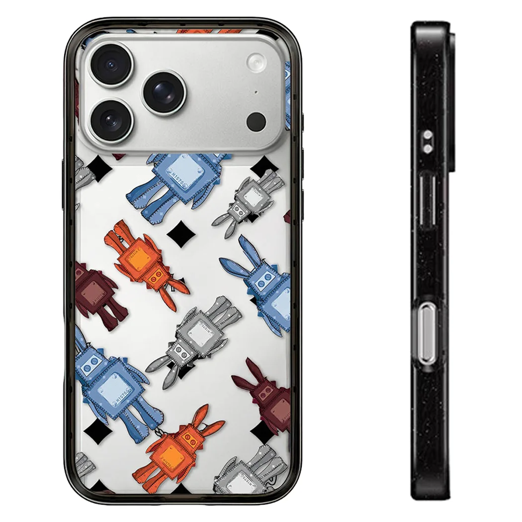 

Multicolor Robots Pattern Compact Acrylic Black Border Phone Cover for IPhone 13 14 15 16 17 Pro Max Case for IPhone 17Pro
