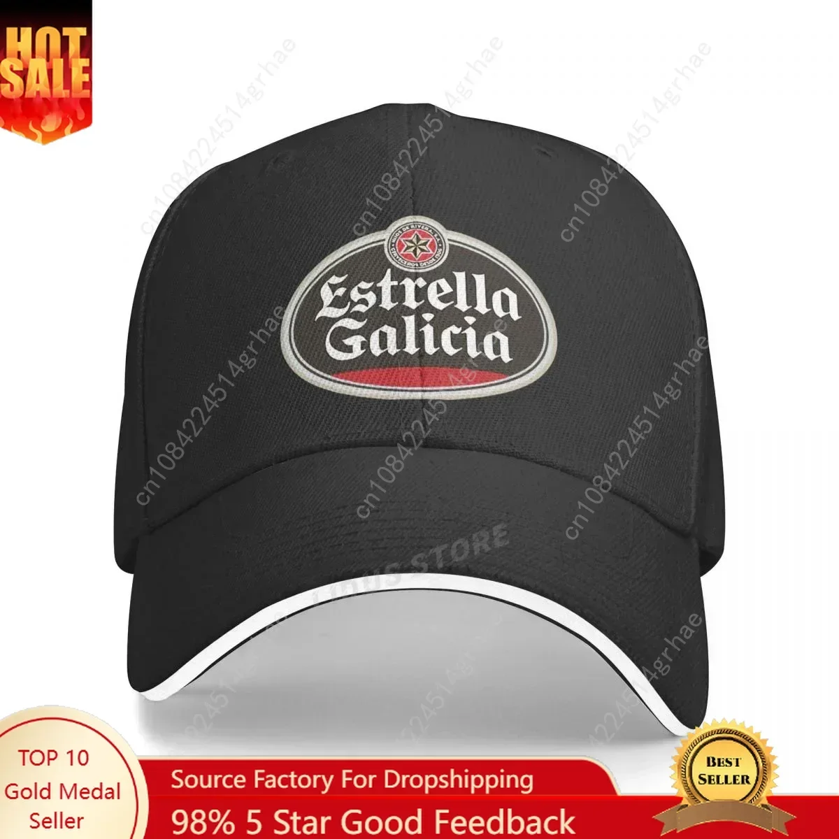 

Estrella Galicia Beer Spain Baseball Cap Hat Summer Black Spring Casquette Boys Solid Color Fish Women Hip Hop