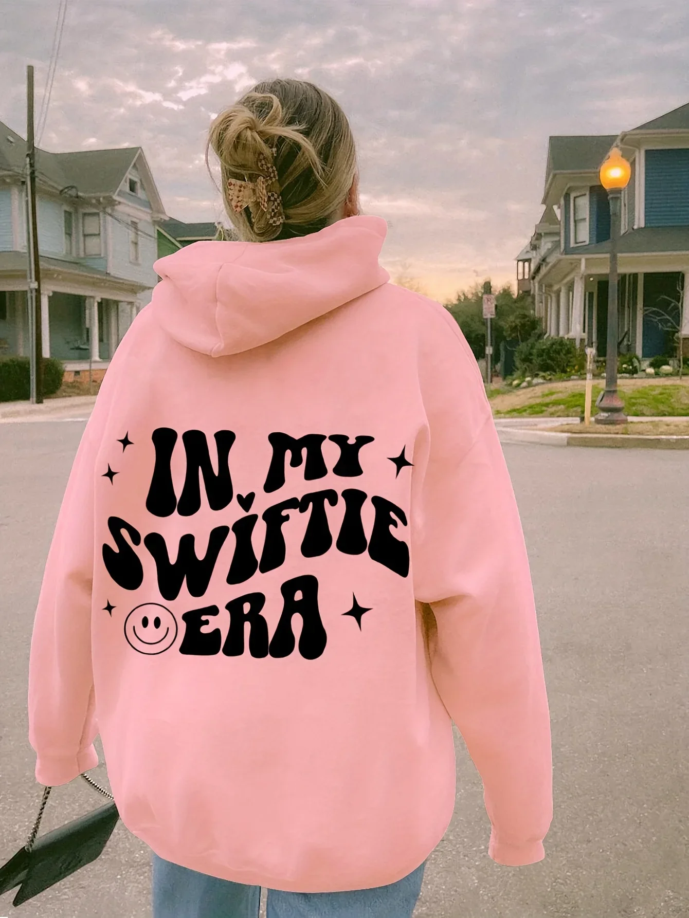 IN MY SWIFTIE ERA Letter Print Drawstring Hoodie Drop Shoulder Long Sleeve Hoodie Women\'s Clothes