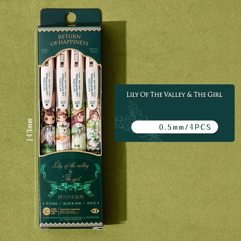 

Набор из 4 шариковых гелевых ручек Pretty Girl с ультратонким наконечником 0,5 мм, черные чернила, для повседневного письма, канцелярские товары A7436