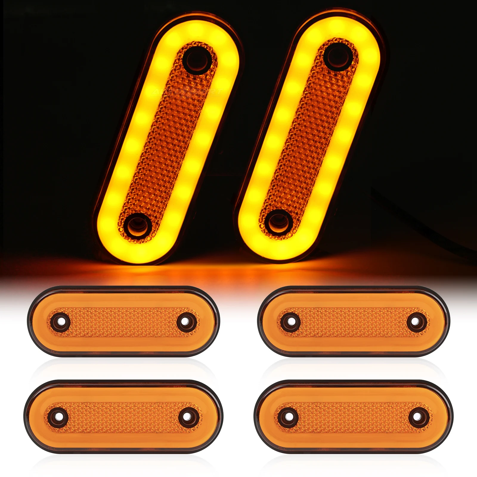 4PCS LED Clearance Lamp Amber Indicator Front Rear Oval Side Marker Tail Light Position Light Trailer Caravan Truck Accessories