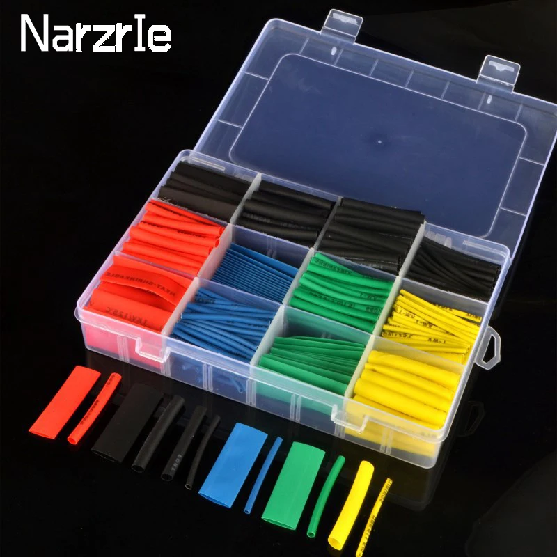 164pcs/530pcs Heat Shrink Tubing Tube Wire Insulation Sleeving Kit Car Electrical Shrinkable Cable Wrap Set Assorted Polyolefin