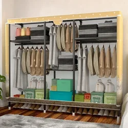 Metal mesh frame simple wardrobe Assembly closet for clothes zipper fully enclosed dustproof storage hanging closet 175CM