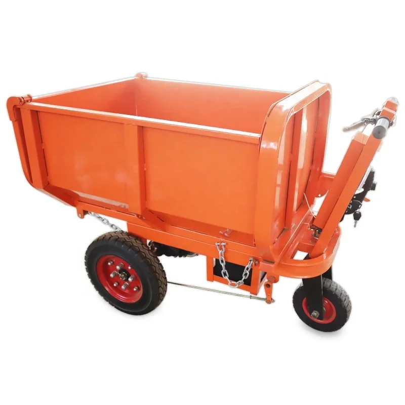 48V 1000W Electric Hand Push Cart Multipurpose Electric Goods Transport Trolley for Construction Site Farm Materials Transport