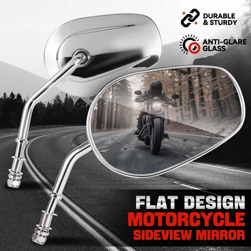 

For Harley Touring Road King Road Glide Sportster 883 1200 Dyna Heritage Softail FXDB Black Motorcycle 8MM Rear View Mirrors