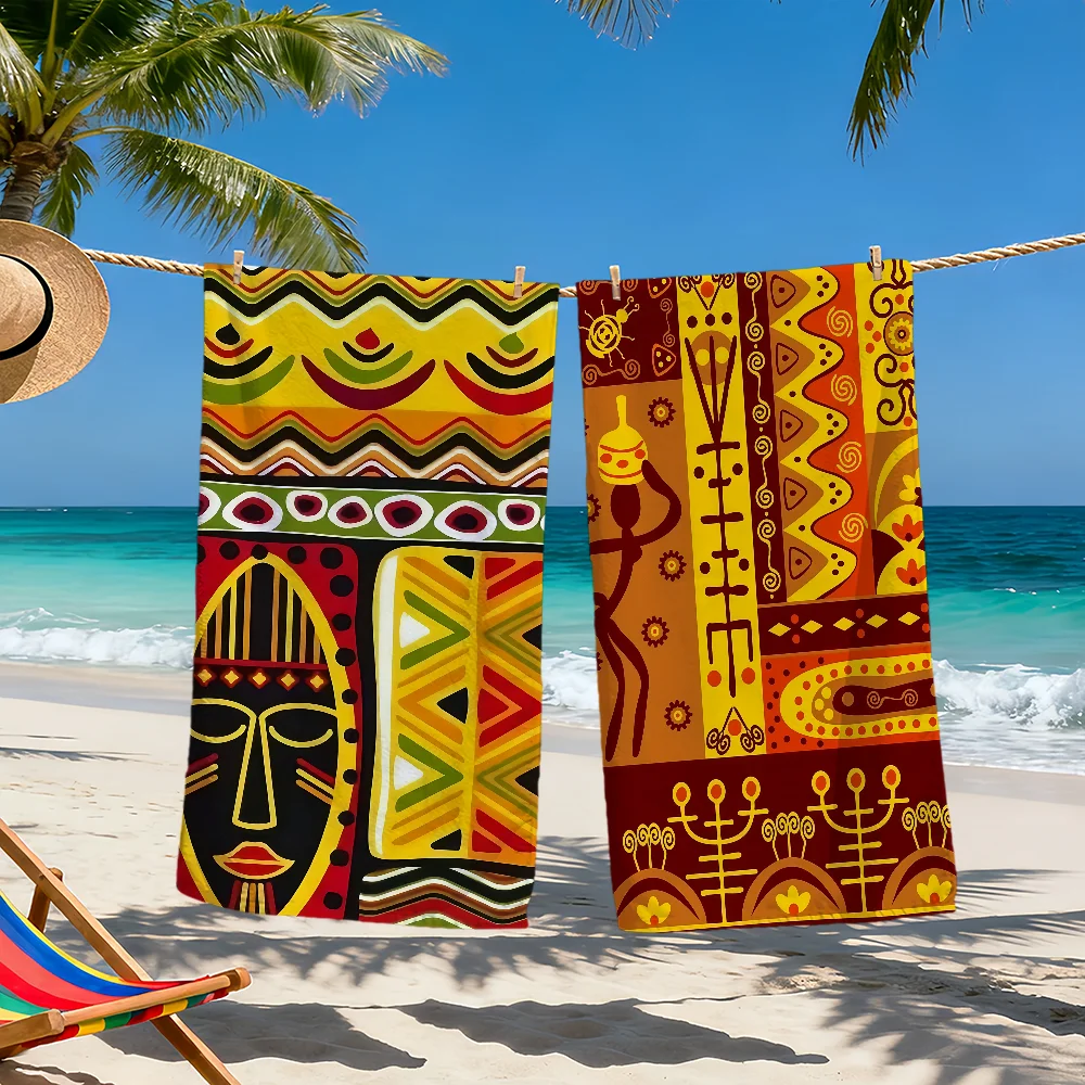 African Patterns Mysterious cool ethnic style Soft Beach Towels Quick Dry Pool Towel for Travel Gym bathing Spa Camp sport Gift