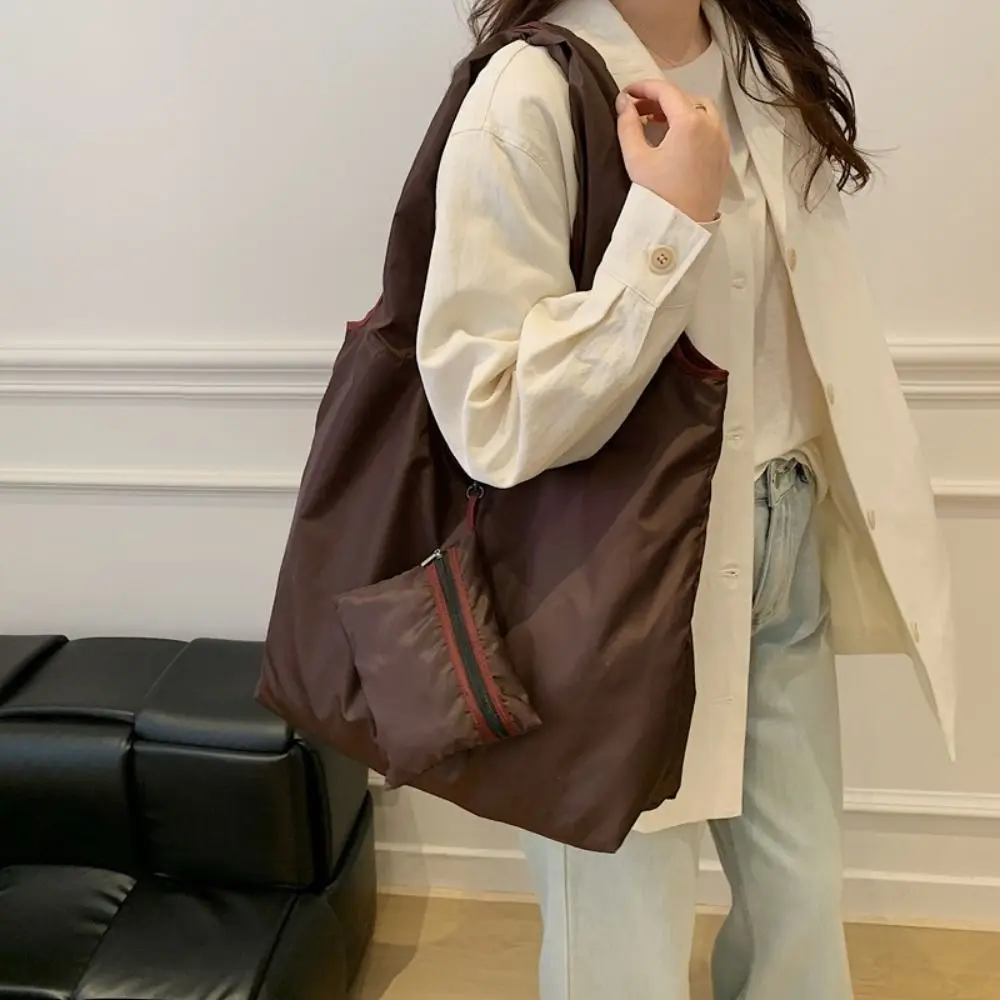 Foldable ~ Handbag Folding Shopping Bag Waterproof Fold Grocery Storage Bag Portable Shoulder Pouch Foldable Eco-Friendly Bag