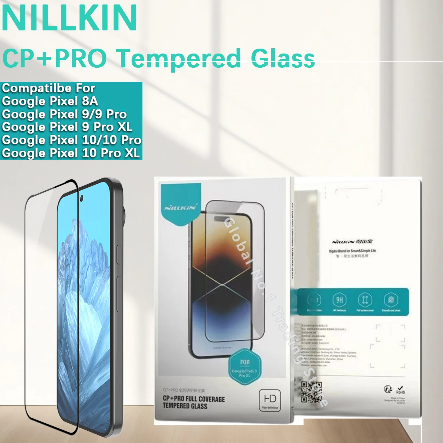 NILLKIN, совместимый с Google Pixel 10 9 Pro XL 8A CP + PRO, закаленная пленка высокой четкости, защитная пленка из закаленного стекла NILLKIN, совместимый с Google Pixel 10 9 Pro XL 8A CP + PRO, закаленная пленка высокой четкости, защитная пленка из закаленного стекла