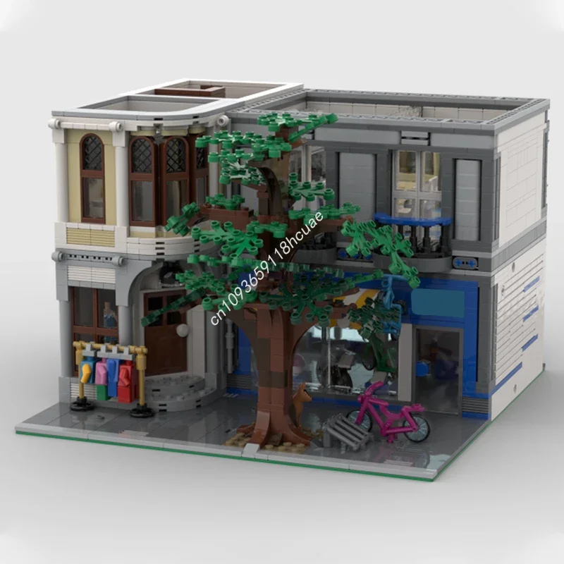 1382pcs MOC Base Module 'bike Shop' City Building Blocks Festival Gift Parent Child Interactive Educational For And Famil