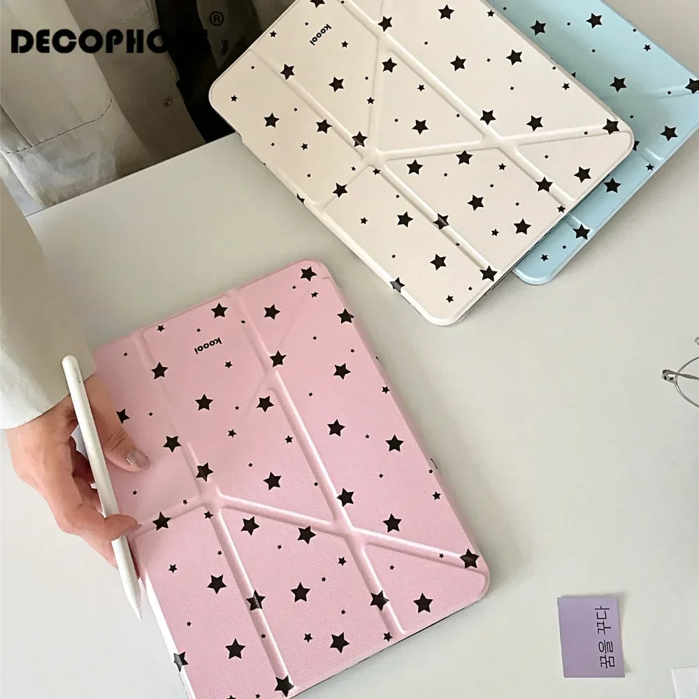 Ins Gentle Full Screen Star Y2K Tablet Case For iPad Pro 11 13 M2 M4 M3 10.2 5/6th 7/8/9/10/11th Mini 6 7 Air 3 4 5 6 Cover