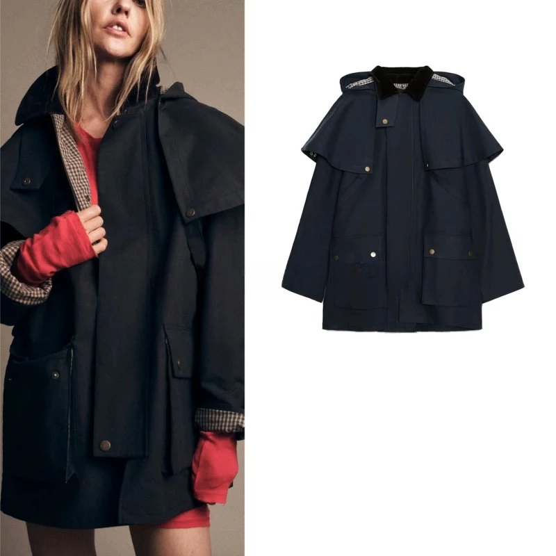

New Autumn Casual Straight Hem Trench Coat Women's Faion Commute Long Sve Polyester Fiber Windbreaker Jaet