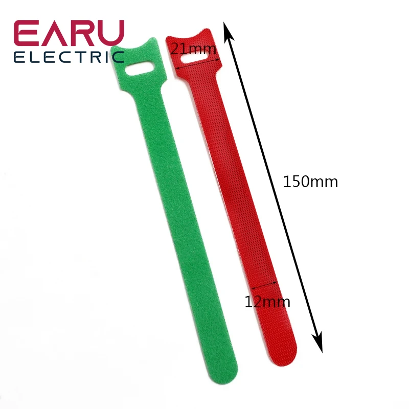 10Pcs Reusable Cable Ties with Eyelet Holes Nylon Hook Loop Straps Wire Management Organizer Cord Winder 12x150mm
