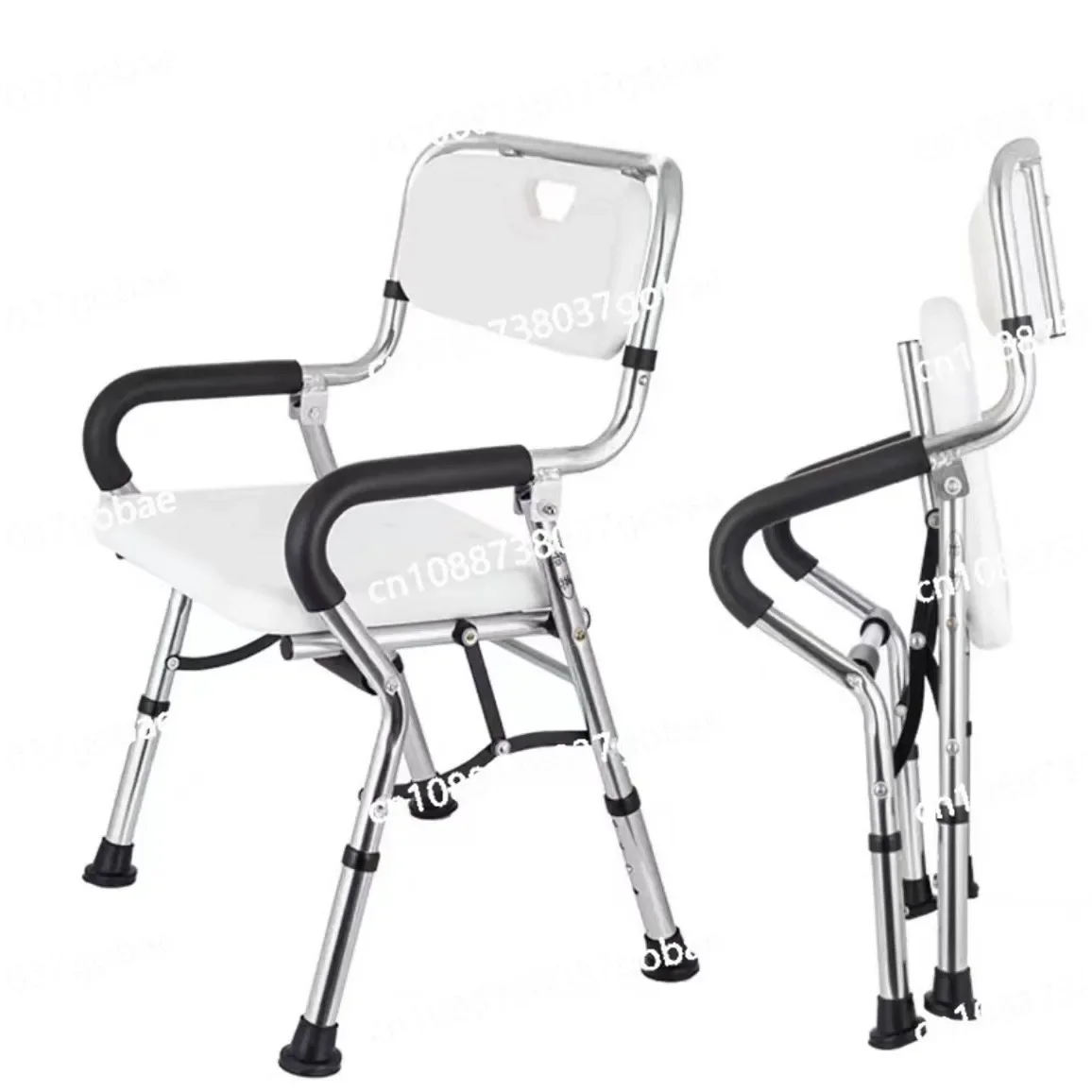 Foldable Shower Special Chair Aluminum Alloy Large Armrest Bath Chair for The Elderly and Pregnant Women Adjustable