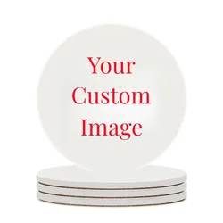 Personalized Custom Printed Round Coasters Absorbent Ceramic with Cork Backing Cup Mat Pad for Kitchen Desk Table Decorations