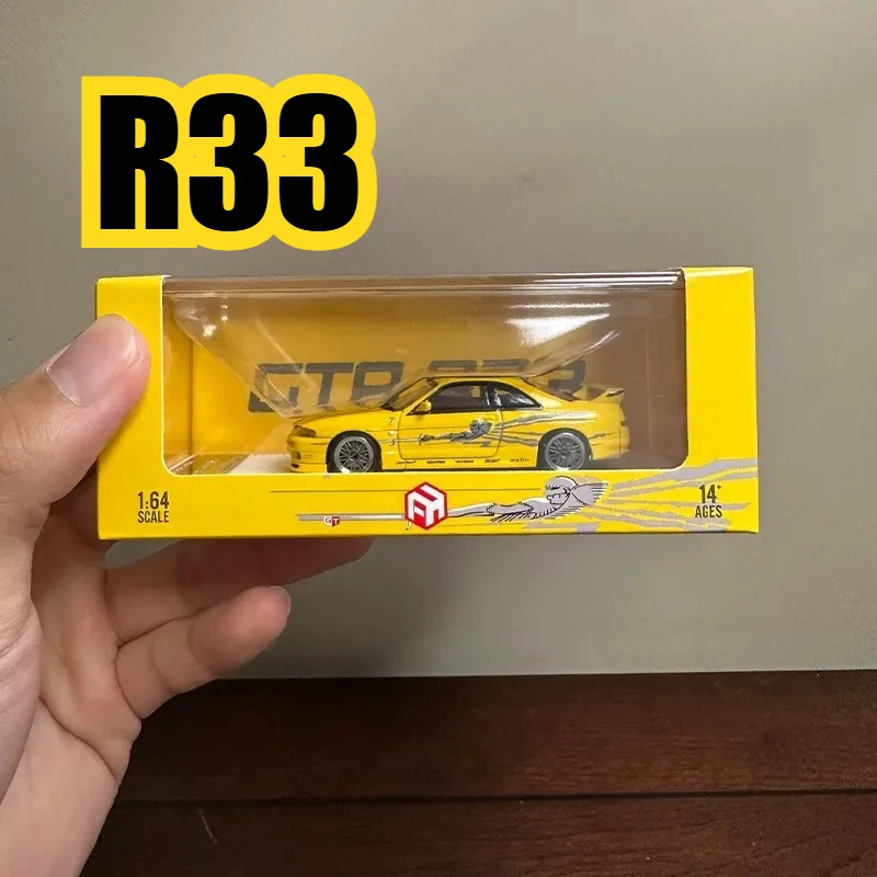 In Stock Fh Gtr R33 Skyline 1/64 Die-Cast Alloy Car Static Collection Model Vehicle With Abrasive Lid Car Hobby Model For Fans