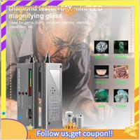Latest-Diamond Tester Pen, High Accuracy Jewelry Diamond Tester+60X Mini LED Magnifying, Professional Diamond Selector