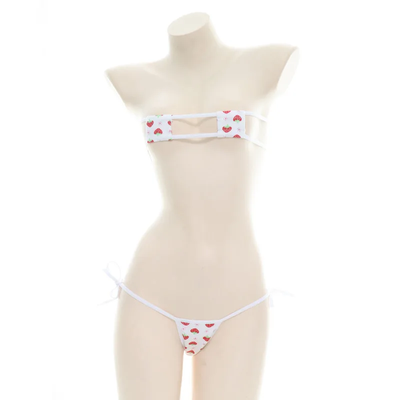 حمالة صدر صغيرة مخططة ومجموعات موجزة ملابس داخلية نسائية مثيرة لوليتا كاواي بيكيني ملابس داخلية مثيرة