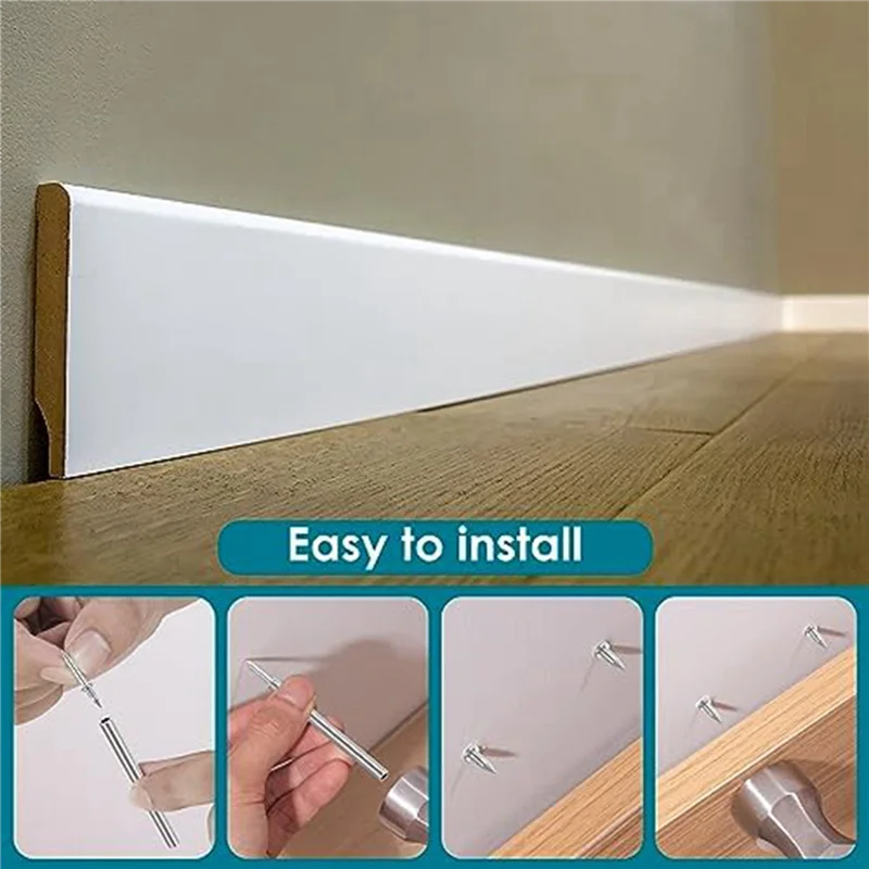 A19F-400 Pcs Double-Head Skirting Thread Seamless Nail,Rust-Proof No Trace Skirting Thread Screws Set With 4 Rods, With Nail