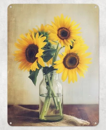 Sunflower Vase Metal Poster Wall Sign Man Cave Shed Bar Bedroom Home Kitchen --Tin Sign