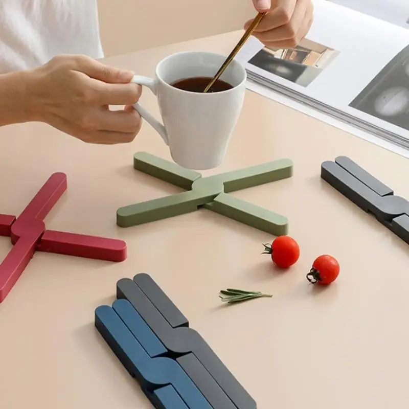 سيليكون X على شكل وسادة مقاومة للحرارة قابلة للطي عدم الانزلاق وعاء عموم حصيرة مفرش طاولة طبق لوحة الصليب حامل المطبخ #5