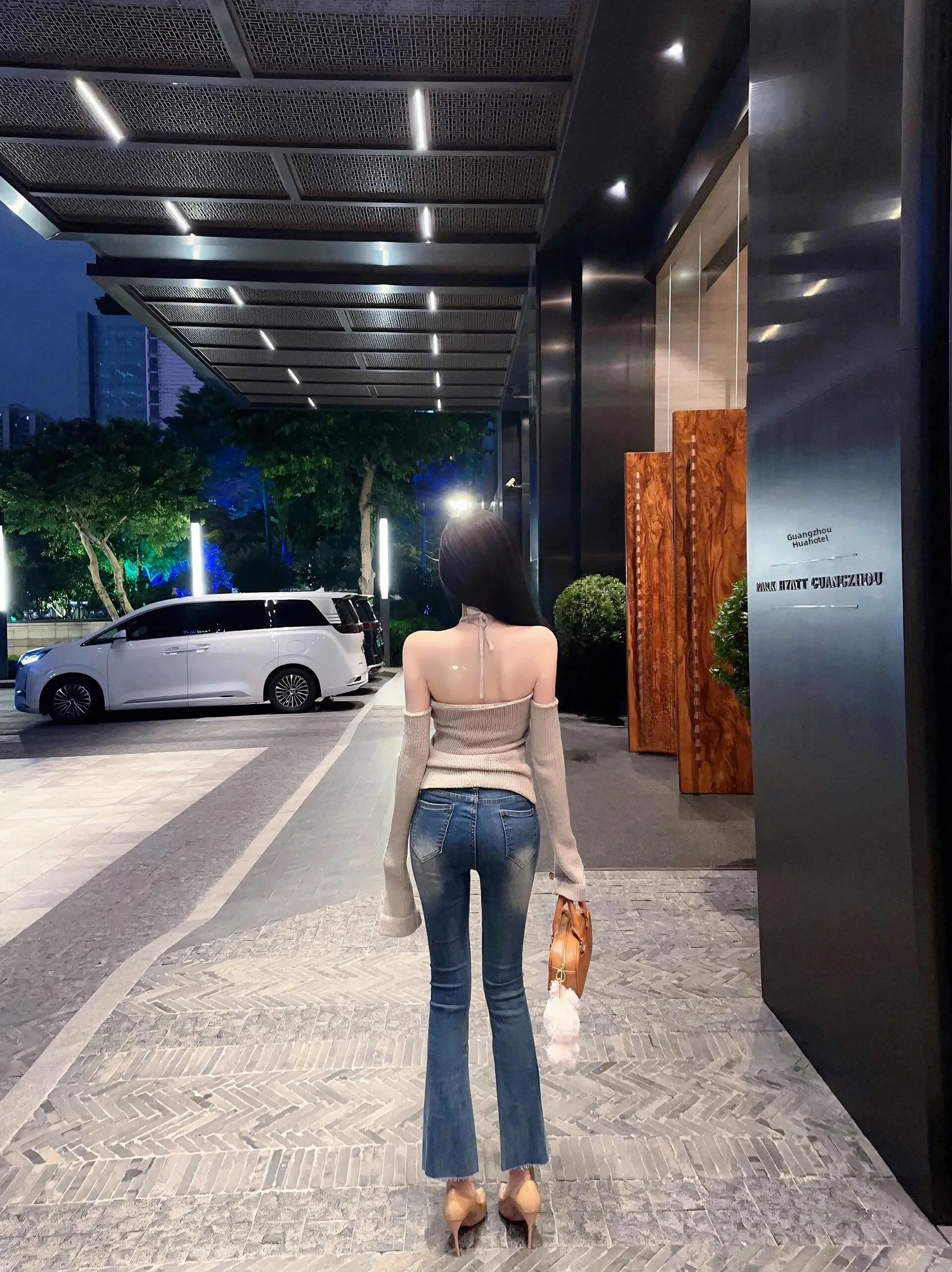 

Korean Sle High Waist Stretchy Nine-Piece Jeans Waed Denim Slimming Faionable Comfortable Retro Micro Flared Pants