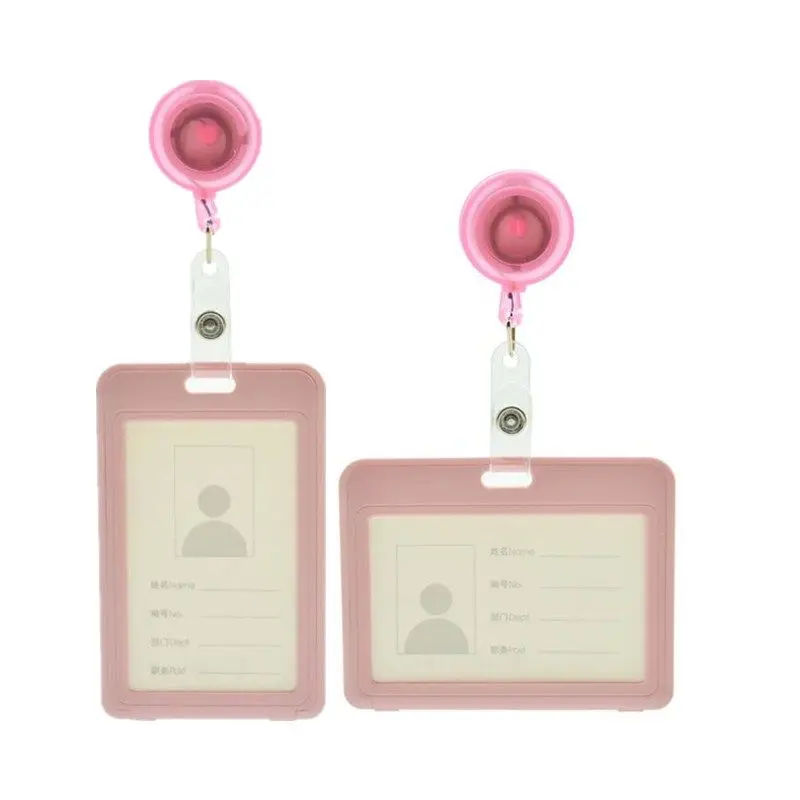 Retractable Pass Work Card Cover Case Badge Holder with Badge Reel Staff Nurse Workers Exhibition Chest ID Tag Badge Card Sleeve