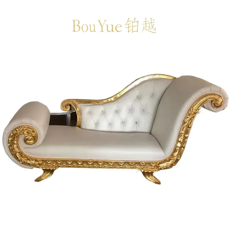European Style Double Sofa Hand Pasted Foil Chaise Lounge Reclining Chair for Hotel Room Living Room Furniture