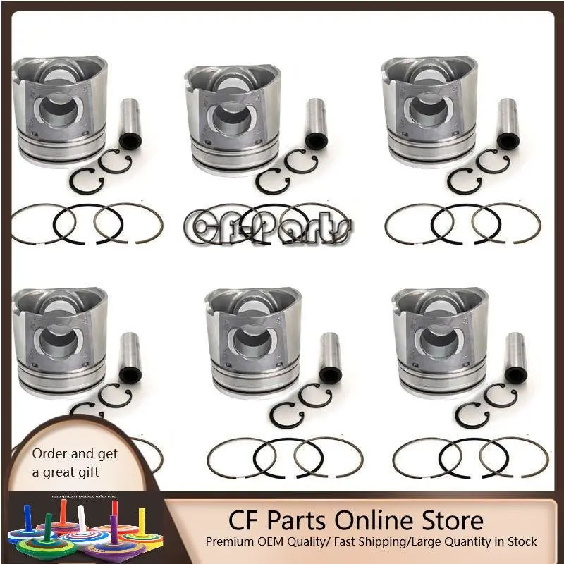 

New 6 Sets STD Piston Kit With Ring 3926631 Fit For Cummins 6BTA 5.9 Engine 102MM