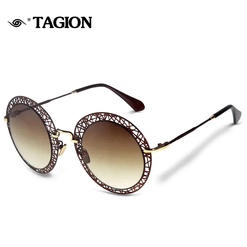 TAGION New Luxury Brand Fashion Hollow Out Frame Sunglasses For Women Sun Glasses Designer Eyewear 6814