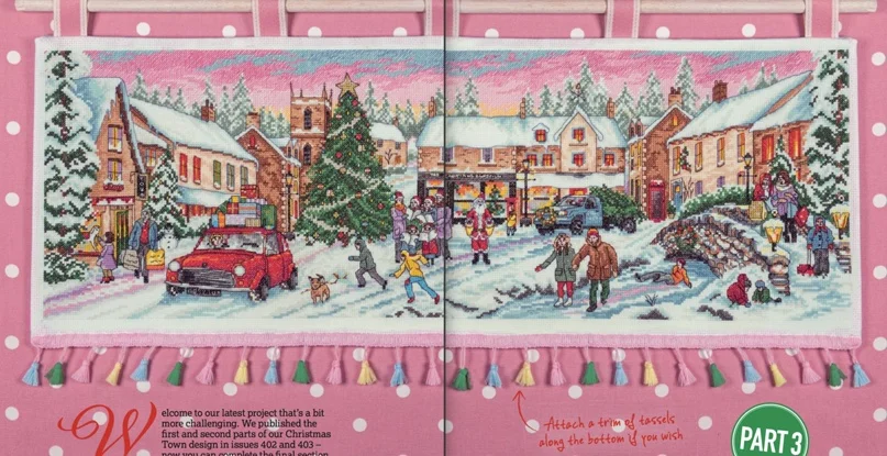 Happy Christmas Town 75-32 embroidery kits, cross stitch kits,cotton frabric DIY homefun embroidery needle work