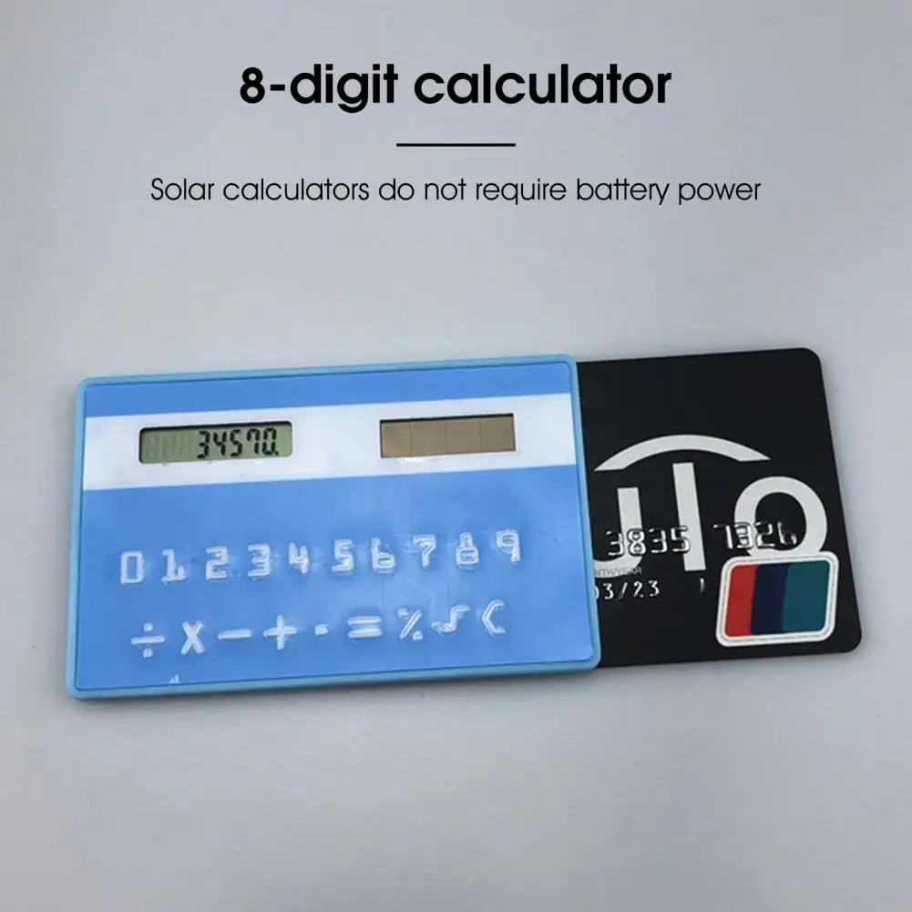 Durável Útil Cartão Tipo Bolso Calculadora Solar Powered Mini Calculadora Criativa para Viagens