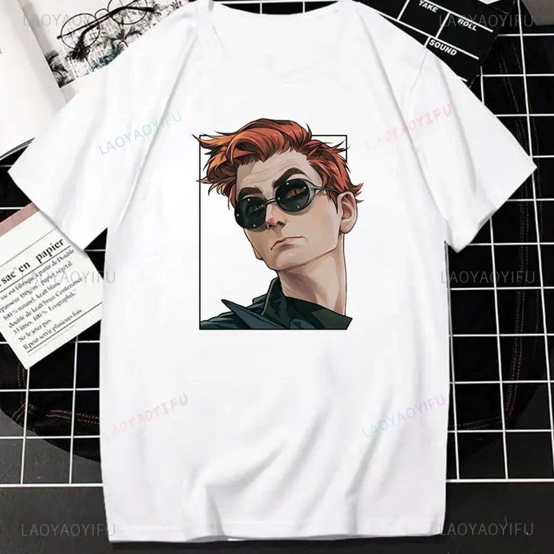 New Good Omens The TV Show Graphic Tee  Goodomens Michael Sheen David Tennant Angel Devil Crowley Funny Cotton T Shirts