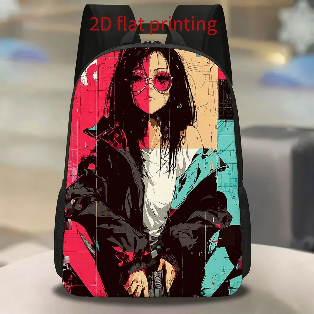 

1 Cyberpunk Girl Backpack with Sunglasses, Cute Lightweight Travel Day Backpack, Adjustable Shoulder Strap, Large Capacity