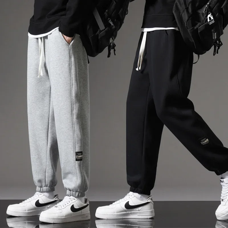 Pure Cotton Pants Autumn Winter Men's Thickened Fleece-lined Men's Pants Bow-legged Men's Sweatpants Casual Sports Pants