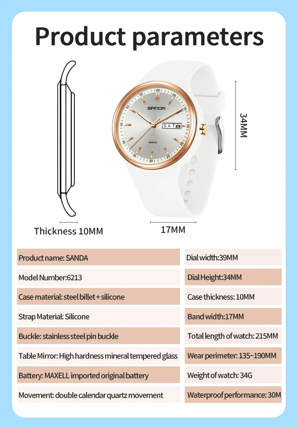 SANDA Top 6213 Male and Female Student Watches Casual Simple Dual Calendar Fashion Male and Female Student Quartz Watches 2024