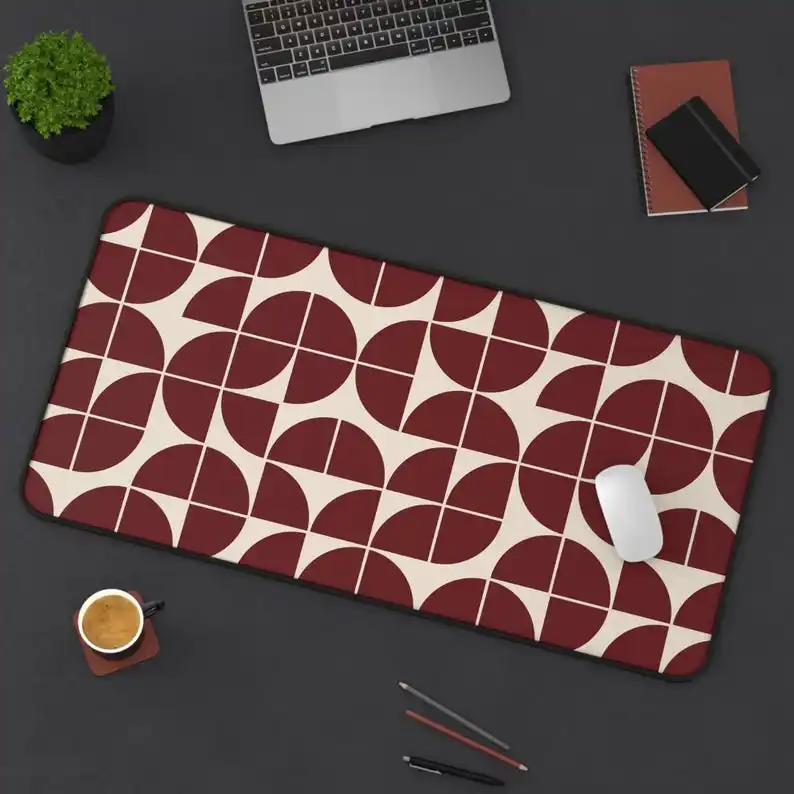 

Burgundy Medieval-modern Style Mouse Pad,geometric Pattern Desk Mat,gift for Gamers,birthday and Holiday Gift, Office Decoration