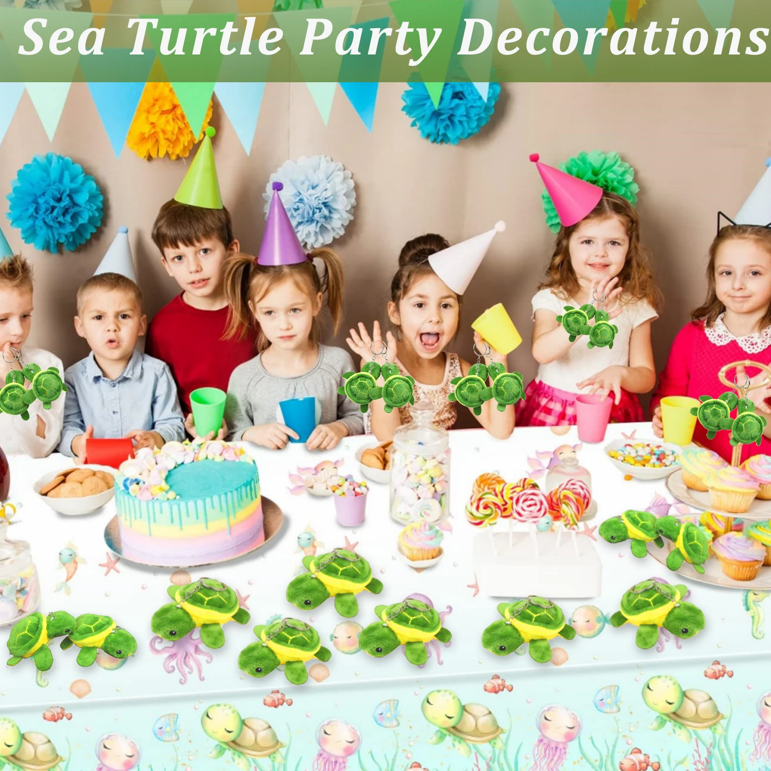 

12-60Pcs Mini Sea Turtle Stuffed Animal Keychain Turtle Plush Stuffed Ocean Animals Soft Stuffed Sea Animals Bulk Toys for Kid