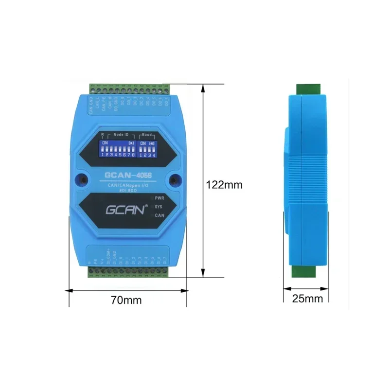 CAN / CANopen Interface 8 DI/DO GCAN-4056 Digital Input and Output Module with DI DO CANopen Interface Using Terminal Interface