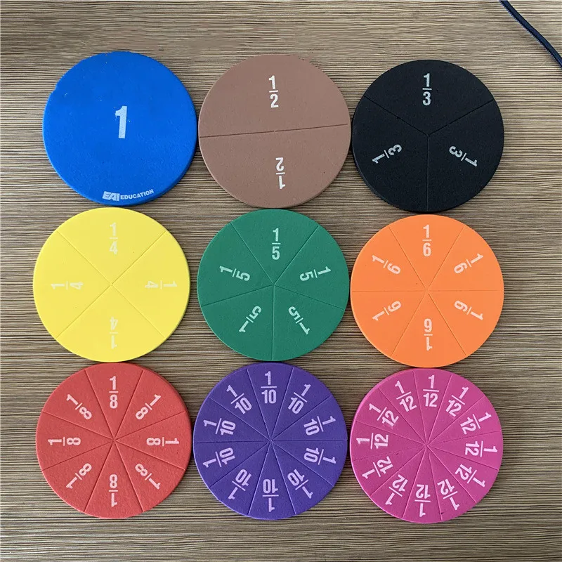 

Children Montessori Educational Math Toys For Children Development Circular Numbered Fractions Counting Chips Toy