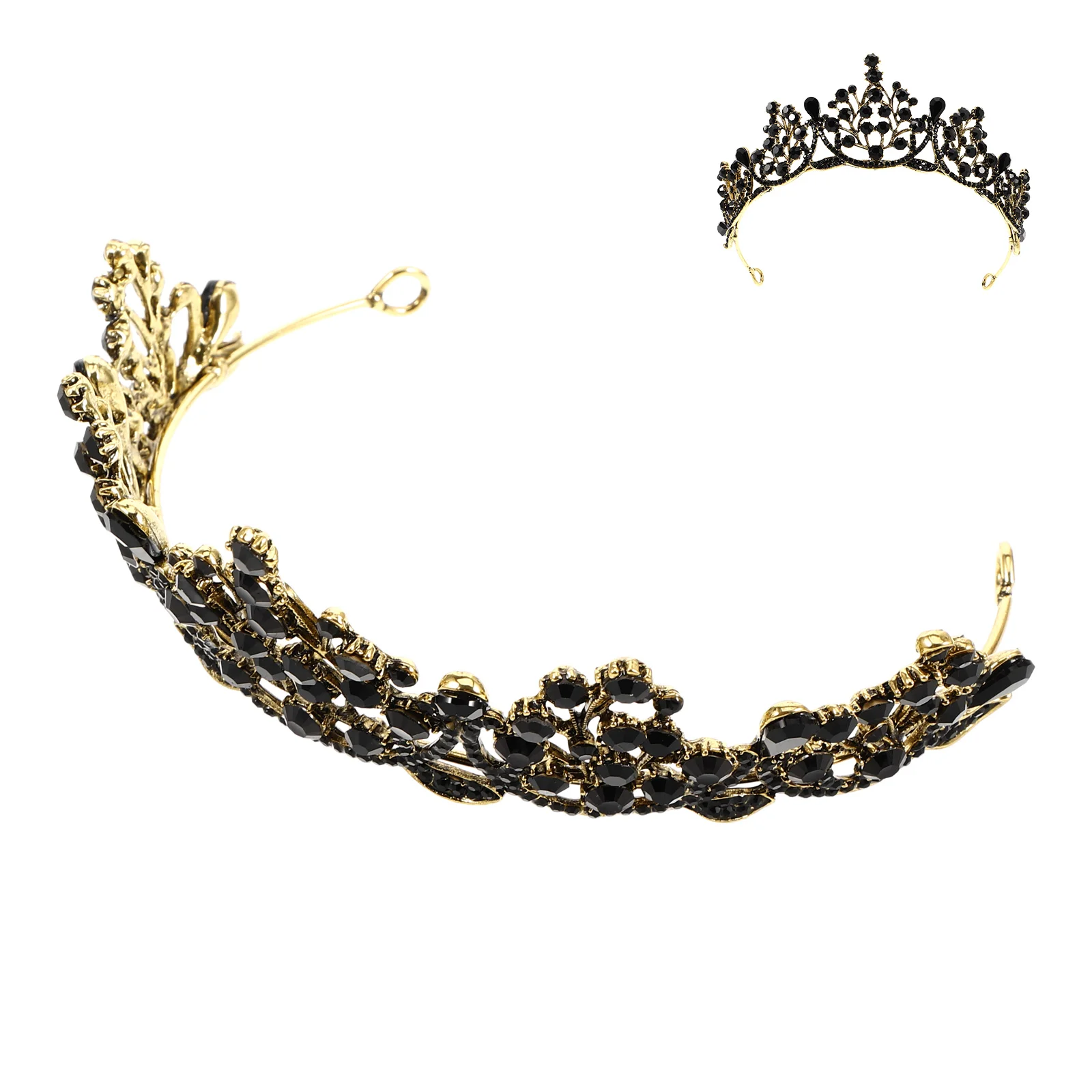 

Shiny Crystal Bridal Crown Vintage Baroque Style Wedding Headdress Hair Accessories For Bridesmaids Black Bridal Headpiece