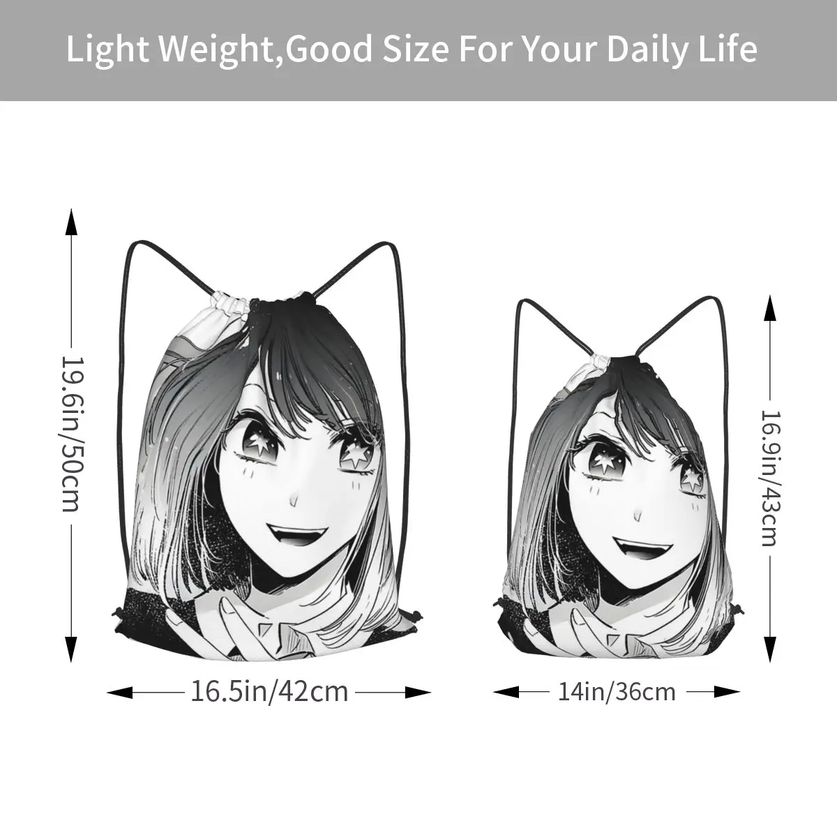 Oshi No Ko Kana Arima Anime Backpacks Portable Drawstring Bundle Pocket Sports Bag Book Bags for Travel Students