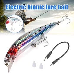 Electric Vibration Fishing Lure USB Charging Water Fish Bait Artificial Swimbait with LED Light for Freshwater Saltwater Fishing