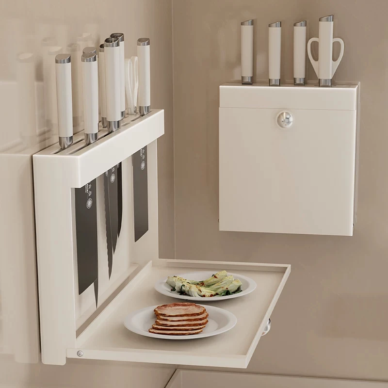 Wall Mounted Knife Storage Case Pull Down Knife Organizers Holder Kitchen Storage and Organization Rack for Kitchen Knives Case