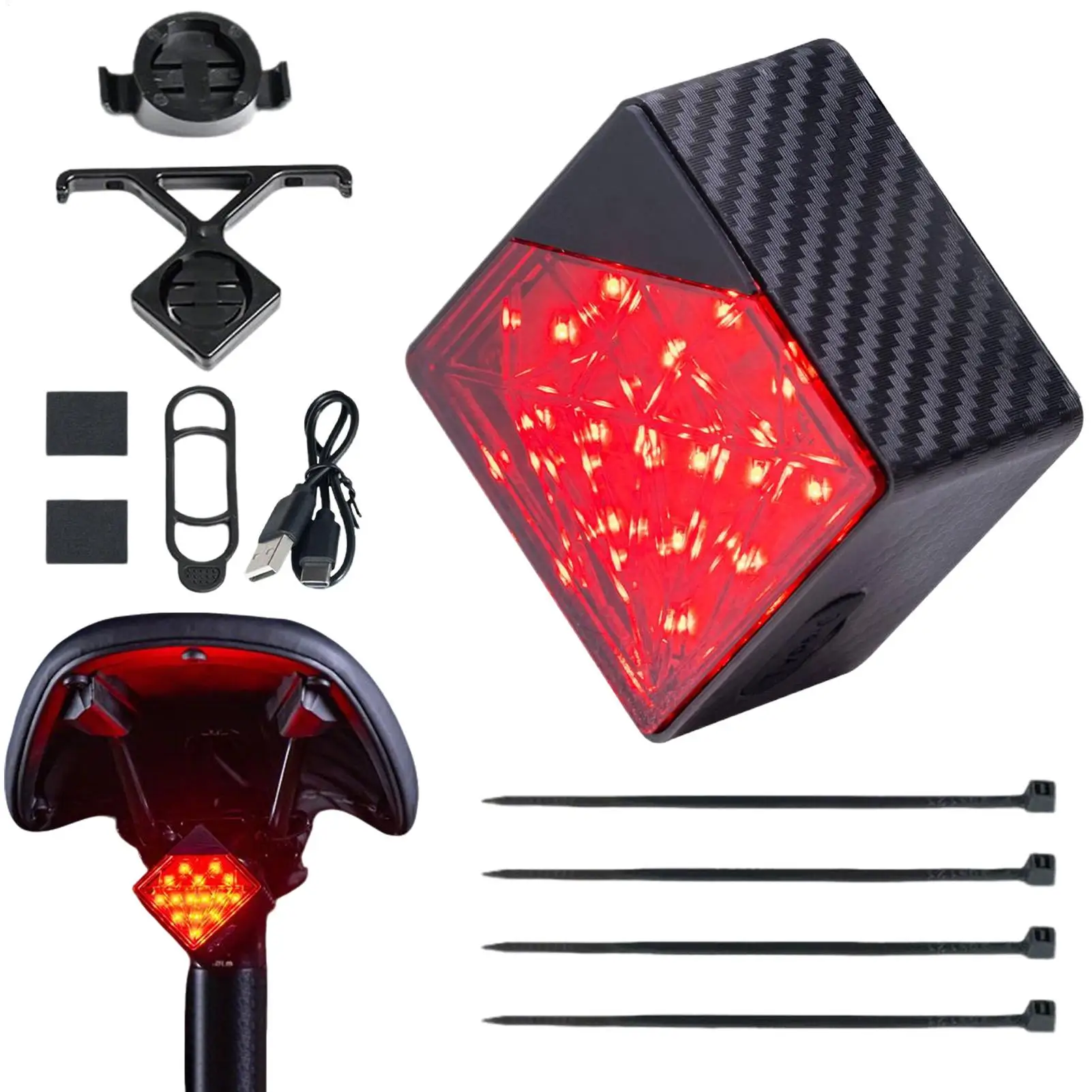 USB Rechargeable Bike Tail Light with Brake Sensor, 4 Modes Waterproof Bicycle Rear Lamp for Cycling, Night Riding, Commuting