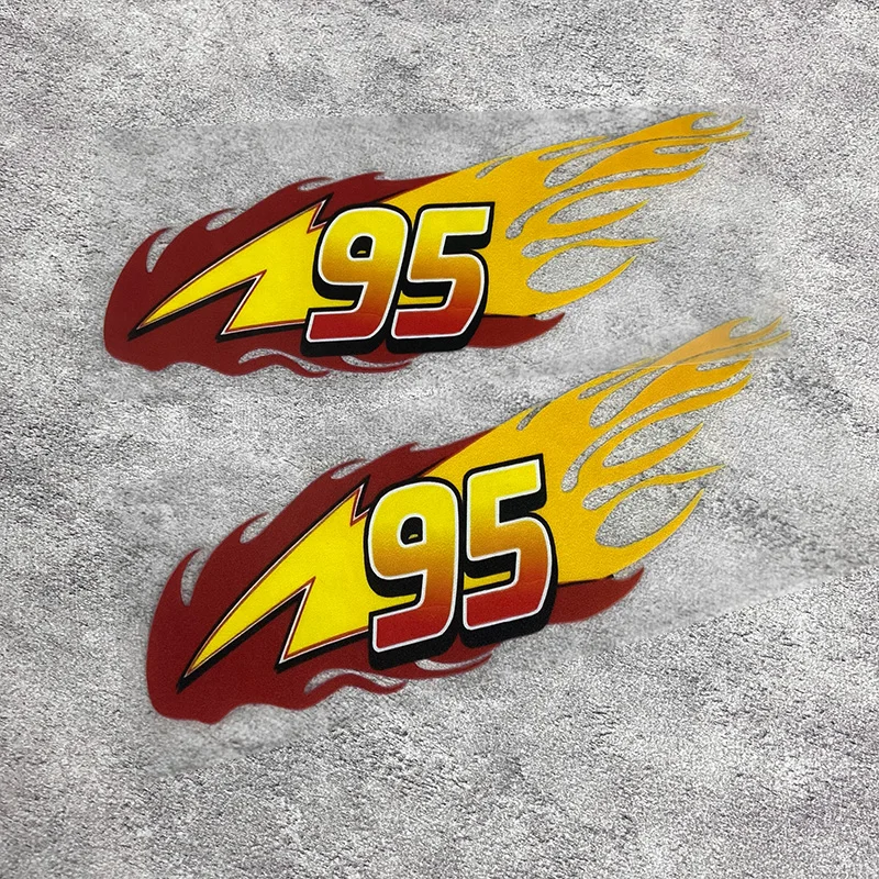 1PC/2PCS Flame Number 95 Motorcycle Stickers Sunscreen DIY Motorbike Fuel Tank Vinyl Decals Electric Scooter Durable Decoration