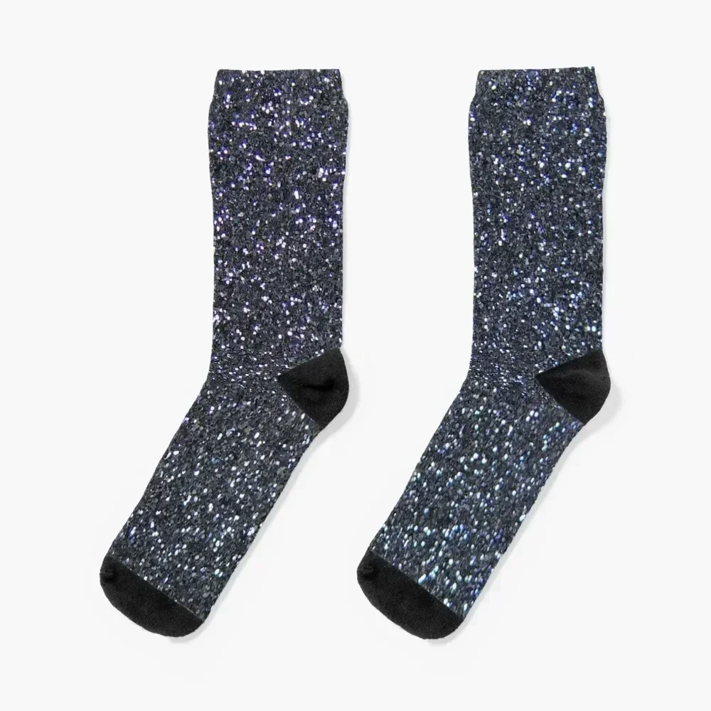 Black Glitter Sparkles Texture Photography Socks luxury warm winter Socks For Women Men's